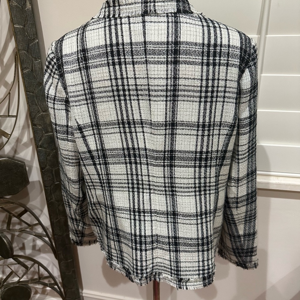 G by Giuliana black and white plaid tweed double breasted blazer. Size XL - Picture 4 of 7